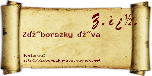 Záborszky Éva névjegykártya